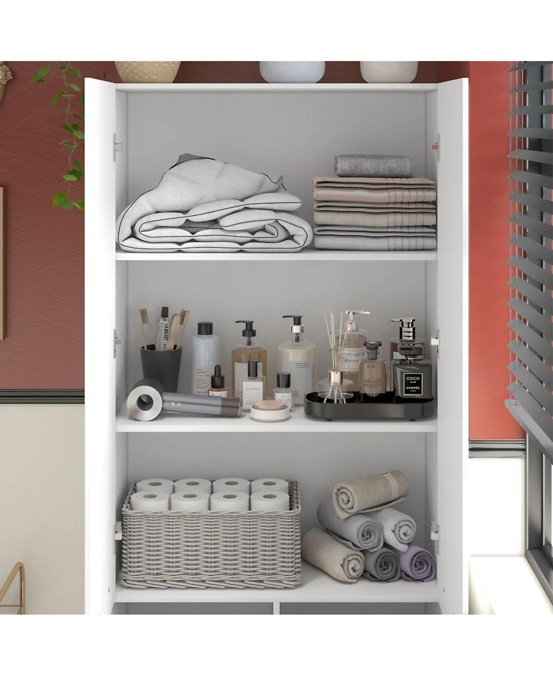 Homsee 79 Inch Tall Laundry Cabinet with Hamper - 31.5" Narrow Closet with Shelves and Pull-Out Basket