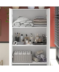 Homsee 79 Inch Tall Laundry Cabinet with Hamper - 31.5" Narrow Closet with Shelves and Pull-Out Basket