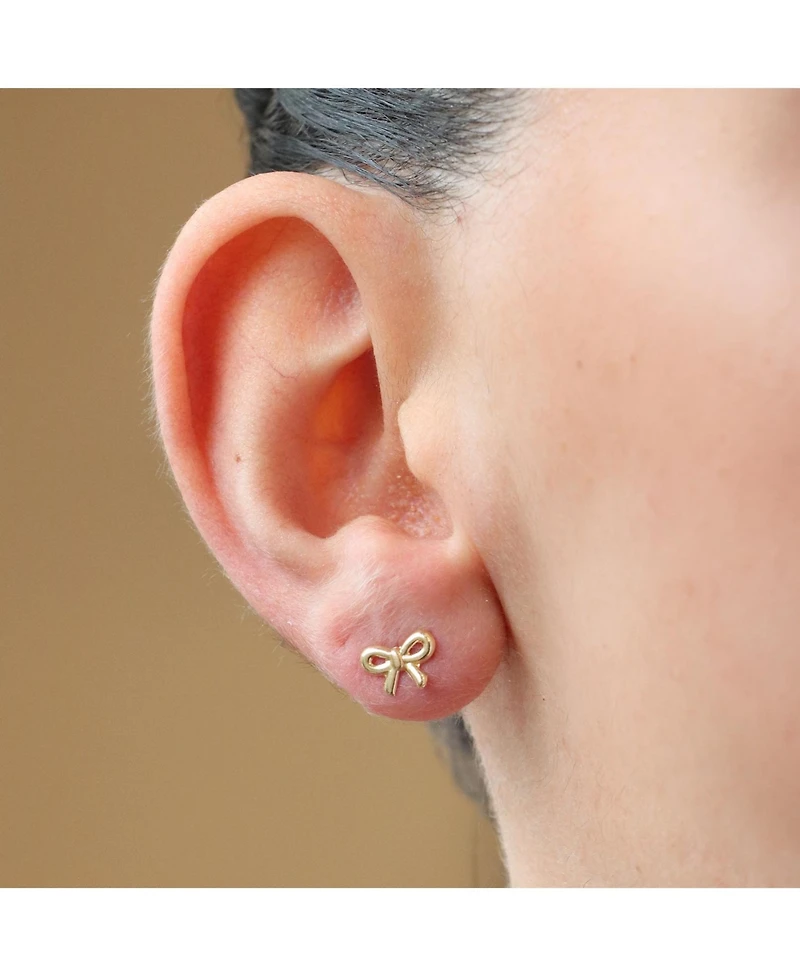 The Lovery Mini Bow Screw Back Stud Earrings 14K Yellow Gold