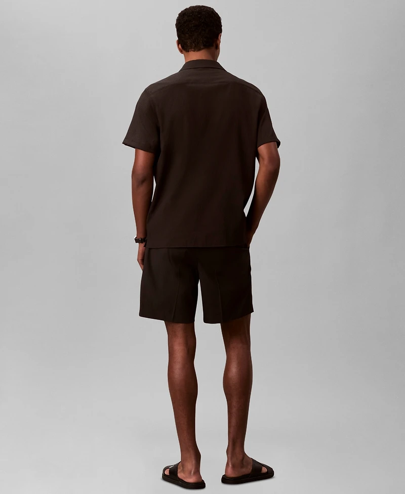 Calvin Klein Men's Straight Seersucker Elastic 7" Shorts
