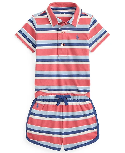 Polo Ralph Lauren Baby Boys' Striped Cotton Jersey Shirt and Shorts, 2-Piece Set