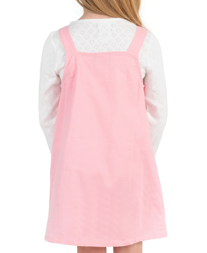 Rare Editions Girls' 2T-6x Long-Sleeve Top, Pink Heart Jumper and Handbag, 3-Piece Set