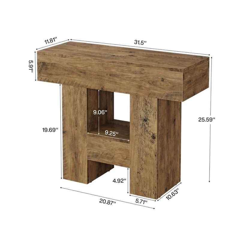 Slickblue 31.5 Inch Farmhouse End Table with 2 Tier Storage Shelf