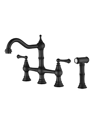 Phying Bridge Dual Handles Kitchen Faucet Modern High Arc Sink Faucet with Flexible Pull Out Side Spray for Home Kitchen Utility Sink