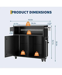gaomon Stainless Steel Kitchen Cart with Storage Cabinet, Include Hooks, Spice Rack