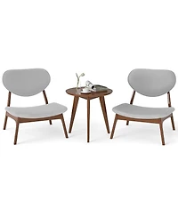 Gymax Accent Chairs Set of 2 With Side Table Living Room Solid Wood Frame