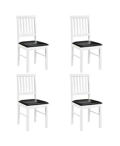 Gymax Dining Chairs Set of 4 With Hollowed Backrest Padded Seat and Rubber Wood Legs