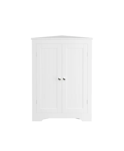 Midola Floor Corner Cabinet with 2 Doors and Adjustable Shelves, Freestanding Narrow Cabinet Organizer, Corner Storage Cabinets for Bathroom, Kitchen