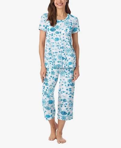 Cuddl Duds Women's Short-Sleeve Top and Cropped Pajama Pants