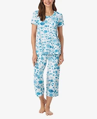 Cuddl Duds Women's Short-Sleeve Top and Cropped Pajama Pants