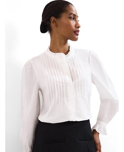 Phase Eight Women's Laurie Pleated Embroidered Cotton Blouse