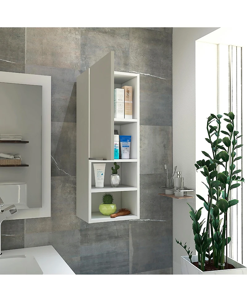 Midola Mila Bathroom Cabinet, with Two Internal Shelves, Two External Shelves and Single Door