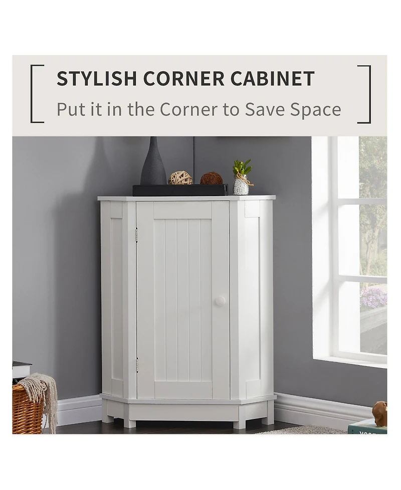 Midola Bathroom Cabinet Triangle Corner Storage Cabinet with Adjustable Shelf Modern Style Mdf Board