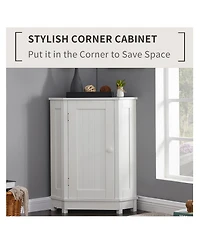 Midola Bathroom Cabinet Triangle Corner Storage Cabinet with Adjustable Shelf Modern Style Mdf Board