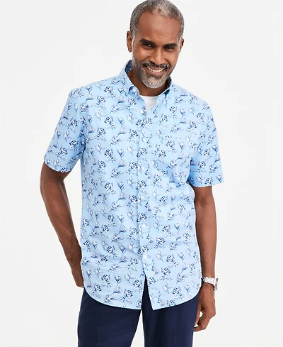 Club Room Men's Ketch Floral Poplin Short-Sleeve Shirt, Macy's Exclusive - Print