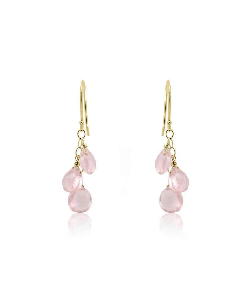 The Lovery Rose Quartz Bead Dangle Earrings 14K