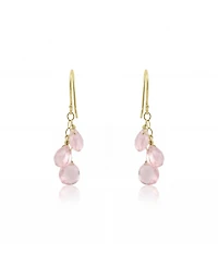 The Lovery Rose Quartz Bead Dangle Earrings 14K