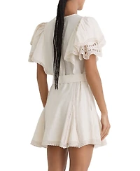 Reiss Women's Broderie Anglaise Belted Flippy Dress