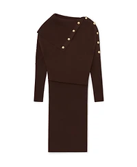 Reiss Women's Draped Off-Shoulder Rib-Knit Dress