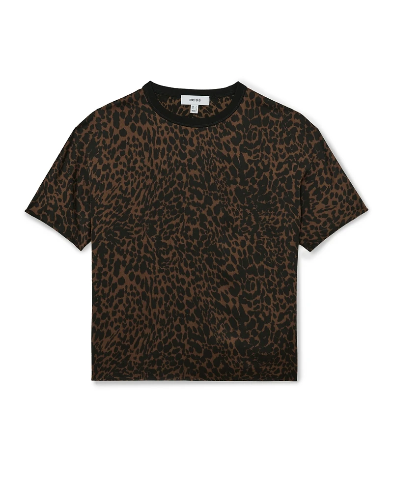 Reiss Women's Silk Animal-Print Short-Sleeve Top