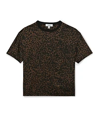 Reiss Women's Silk Animal-Print Short-Sleeve Top
