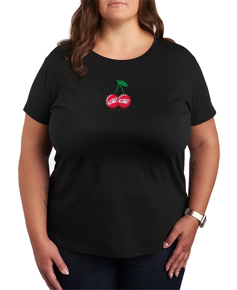 Hybrid Apparel Plus Cherry Coke Bottle Cap Cherries Graphic T-Shirt