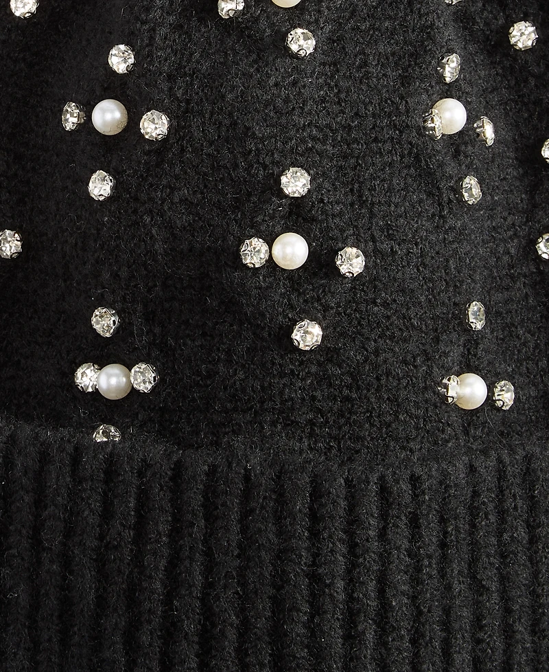 I.n.c. International Concepts Women's Imitation-Pearl Cable-Knit Beanie, Macy's Exclusive