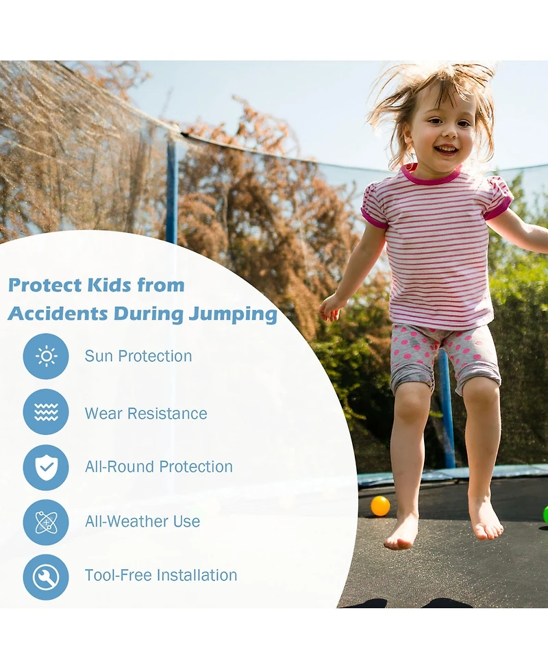 Gymax Trampoline Replacement Safety Enclosure Net Weather-Resistant