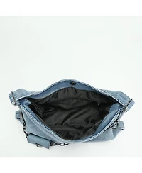 Susu Women's Drift Hobo Bag Slouchy Shoulder Bag Crossbody Purse Casual Washed Denim Handbag with Chain Accent