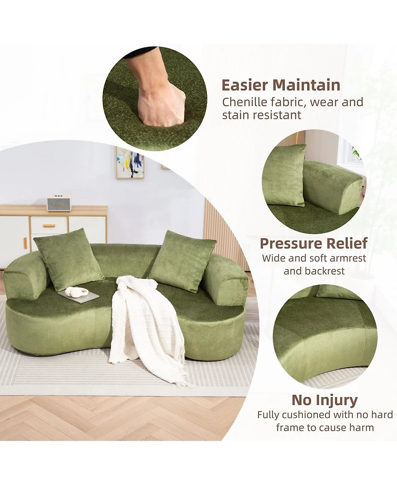 Dyhome 79" Modern Upholstered Sofa, Curved Loveseat Cloud Couch For Small Spaces