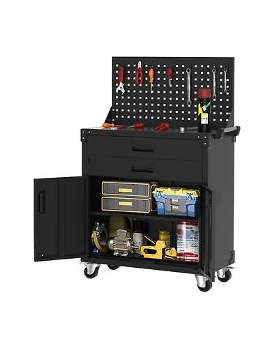 gaomon 35 Inch Heavy Duty Rolling Tool Cabinet with 2 Adjustable Shelves, Mobile Workbench for Garage, Workshop