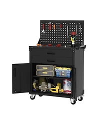 gaomon 35 Inch Heavy Duty Rolling Tool Cabinet with 2 Adjustable Shelves, Mobile Workbench for Garage, Workshop
