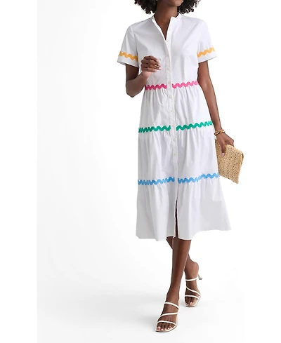 UNTUCKit Women's Stretch Cotton Ric Rac Tiered Justine Dress