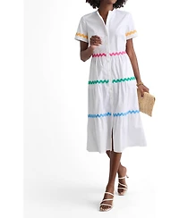 UNTUCKit Women's Stretch Cotton Ric Rac Tiered Justine Dress