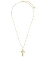 Sterling Forever Rhodium-Plated Brass Pave Cubic Zirconia Cross Pendant Necklace