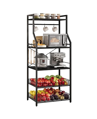 gaomon kitchen baking rack, microwave rack with 2 large metal wire baskets, coffee bar