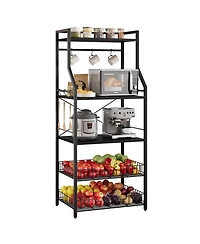 gaomon kitchen baking rack, microwave rack with 2 large metal wire baskets, coffee bar