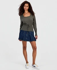 Hooked Up by Iot Juniors' Tie-Detail Sweater