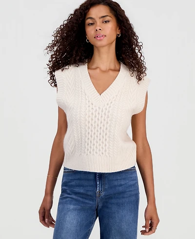 Hooked Up by Iot Juniors' Cable-Knit Sweater Vest