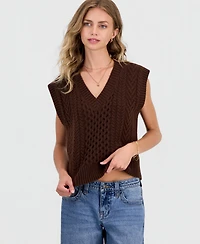 Hooked Up by Iot Juniors' Cable-Knit Sweater Vest