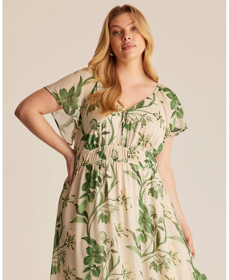 Estelle Women's Anaya Petal Flutter Sleeve Summer Midi Dress
