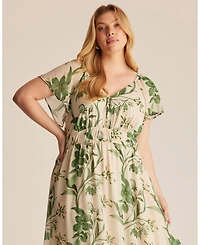 Estelle Women's Anaya Petal Flutter Sleeve Summer Midi Dress