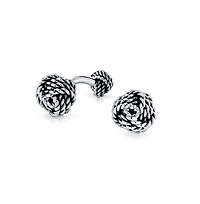 Bling Jewelry Solid Double Sided Twisted Love Knot Cufflinks for Dad Groomsmen .925 Sterling Silver Gift