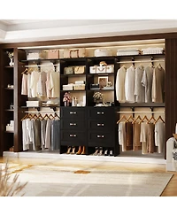 Aheaplus Closet Organizer System with Hanging Rods and Shelves, Wardrobe Drawers
