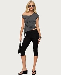 Edikted Womens Asymmetric Off Shoulder Wrap Top