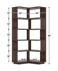 Aheaplus 5-Tier Corner Bookshelf, Space-saving Bookcase Display Storage Shelf