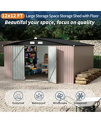 gaomon Metal Storage Sheds Outdoor, Metal ToolShed with Lockable Door, Metals Yard Sheds Metals Garden Shed Kit