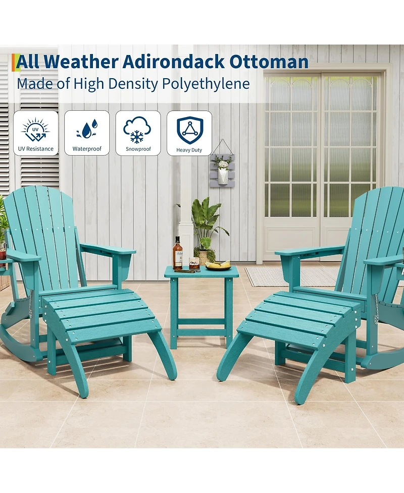 GarveeLife Set of 4 Weather-Resistant Hdpe Adirondack Ottoman Footrest for Adirondack Chair