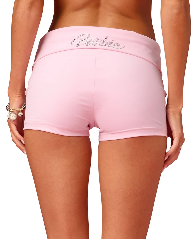 Edikted Women's Barbie Rhinestone Foldover Shorts