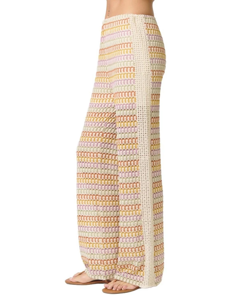 Central Park West Women's Celine Rainbow Crochet Mid Rise Pants
